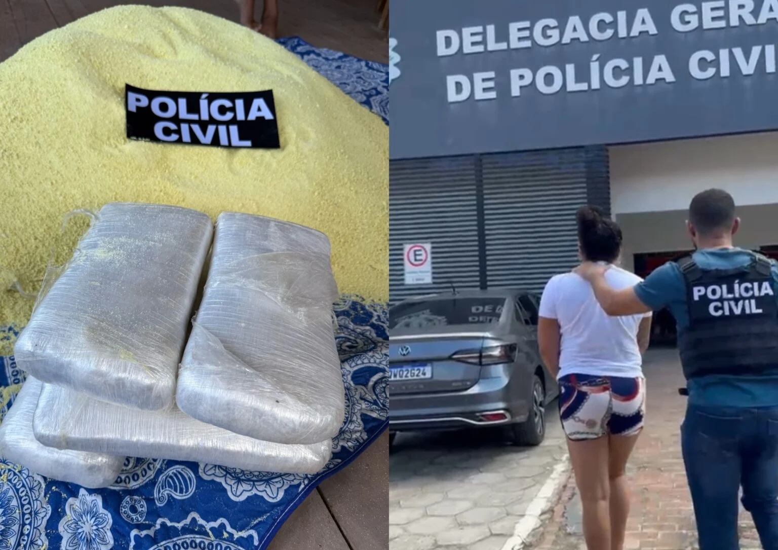Mulher é presa com 7 kg de droga escondidos em sacos de farinha em Cruzeiro do Sul