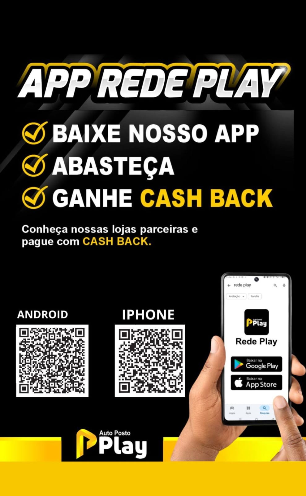 App Rede Play oferece cashback e sorteio semanal de gasolina para seus usuários